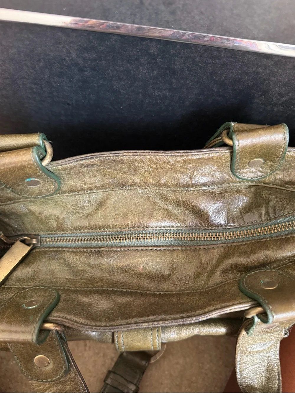 Kooba Vintage Distressed Leather Satchel Bag